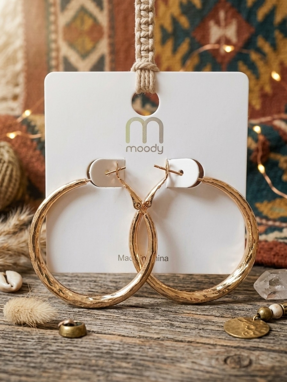 Melody Gold Textured Hoop Earrings - Women Jewelry